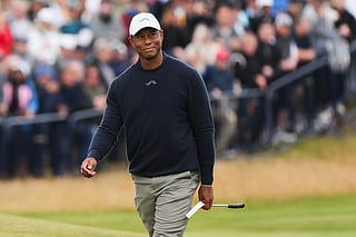 Tiger Woods of the United States, walks to the 18th green during the second round of the British Open Golf Championships in 2024.