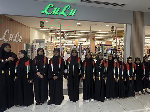 At exactly 11 am, shoppers paused as children, mostly girls, accompanied by their parents and LuLu Hypermarket staff, joined their voices in unison.