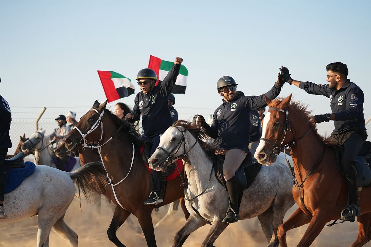 Residents of different nationalities took part in the desert ride.