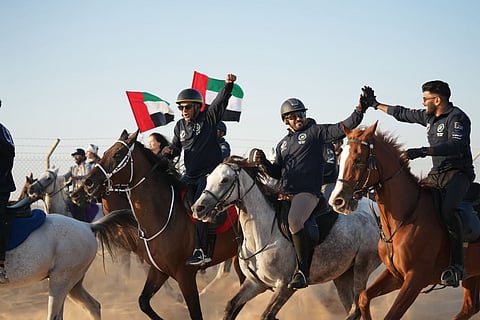 Residents of different nationalities took part in the desert ride. 