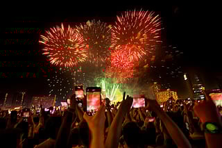 Eid Al Etihad fireworks at A Seef in Dubai.