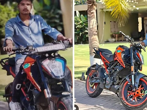 The victim, identified as Prince Patel, was riding down a flyover near Breadliner Circle in the Khatodara police station area on Monday morning when he allegedly lost control of the bike.