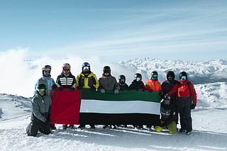 The UAE flag unfurled atop the Alps as part of Eid Al Etihad celebrations