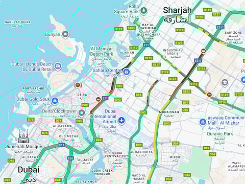 Real-time Google Maps data showed multiple accidents.
