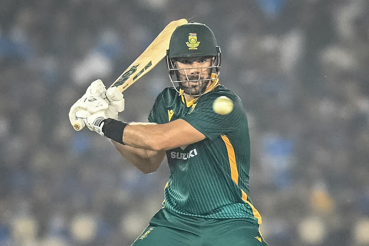 South Africa's Aiden Markram plays a shot during the second one-day international (ODI) cricket match against India at the Shaheed Veer Narayan Singh International Cricket Stadium in Raipur on December 3, 2025.