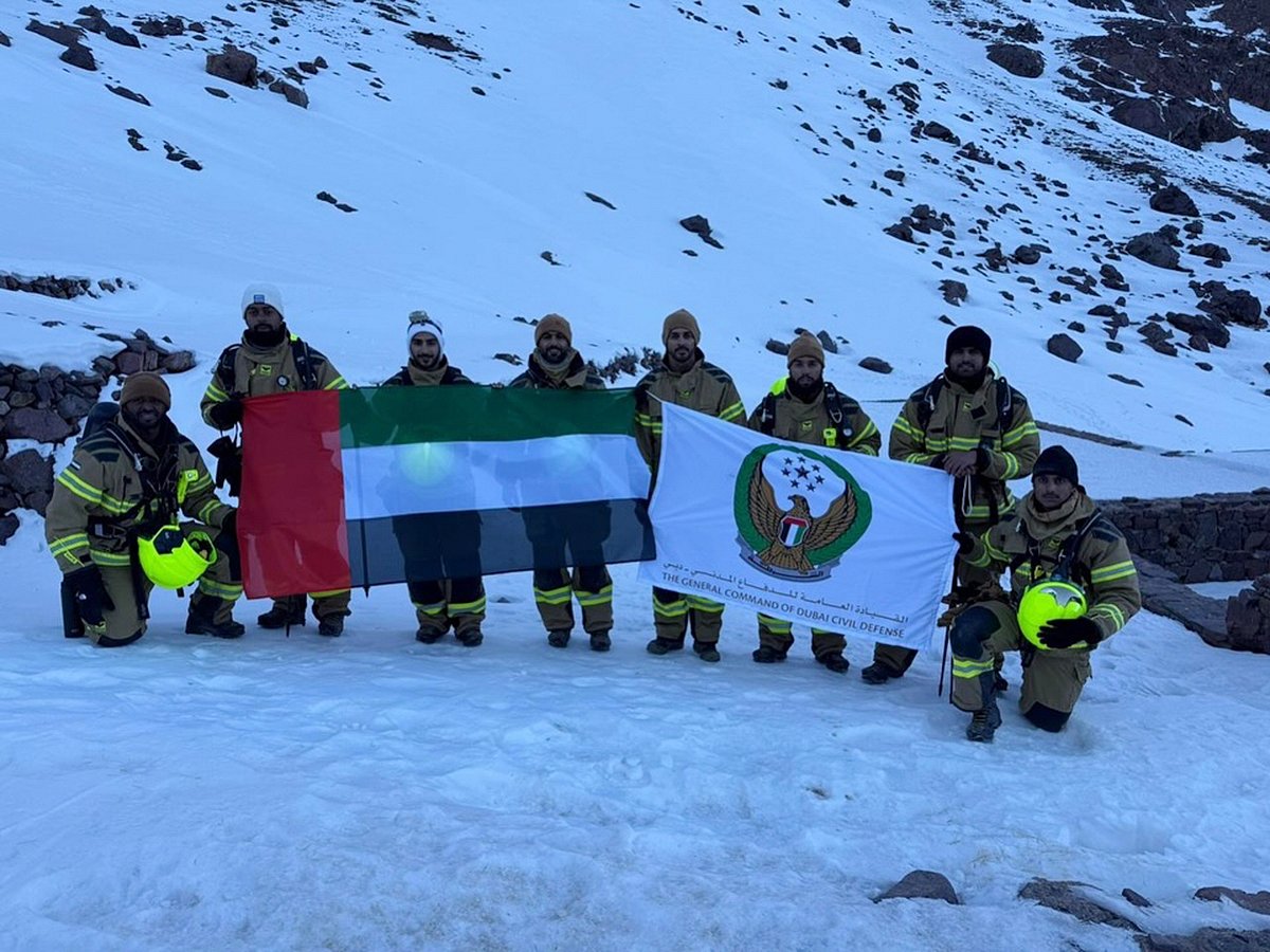 Nine-member Dubai Civil Defence team conquered the Arab world’s highest summit in full firefighting gear, completing the ascent in just 10 hours during UAE National Day.