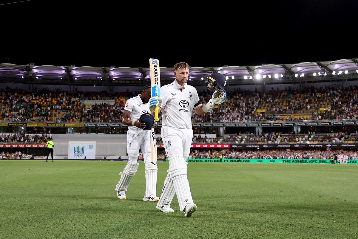 England's Joe Root walks off the ground at the end of day one of the second Ashes cricket Test match against Australia at The Gabba in Brisbane on December 4, 2025.