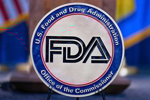 FILE - The Food and Drug Administration seal is seen at the Hubert Humphrey Building Auditorium in Washington, April 22, 2025. (AP Photo/Jose Luis Magana, File)
