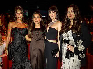 Kirsten Dunst, Jomana Alrashid, Dakota Johnson and Aishwarya Rai Bachchan attend the opening ceremony of the 5th edition of the Red Sea Film Festival in Jeddah, Saudi Arabia, on December 4, 2025.