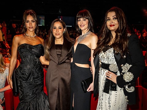 Kirsten Dunst, Jomana Alrashid, Dakota Johnson and Aishwarya Rai Bachchan attend the opening ceremony of the 5th edition of the Red Sea Film Festival in Jeddah, Saudi Arabia, on December 4, 2025.