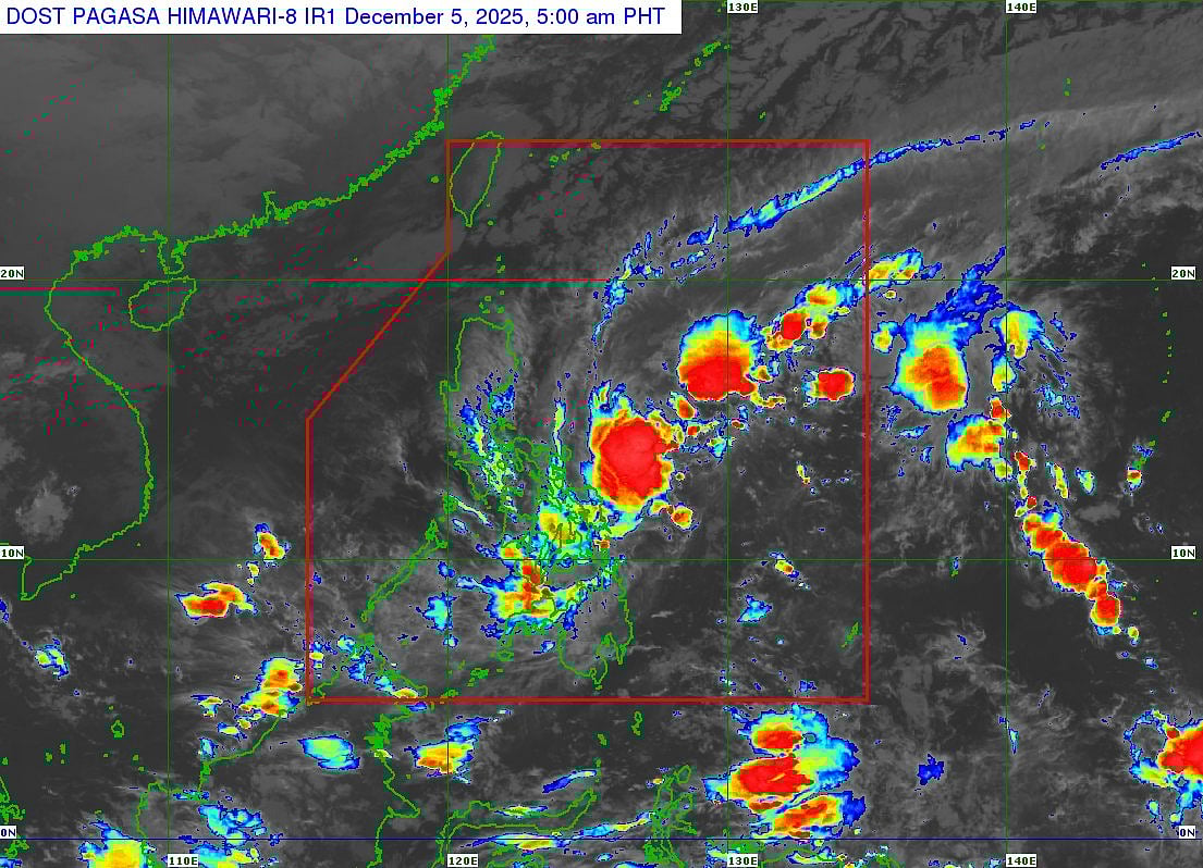 As of 5am on Friday (December 5), Tropical Depression Wilma, the 23rd to hit the country in 2025, is seen in the eastern Visayas.