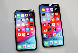 The Apple iPhone Xs (L) and iPhone Xs Max (R) are displayed during an Apple special event at the Steve Jobs Theatre on September 12, 2018 in Cupertino, California.