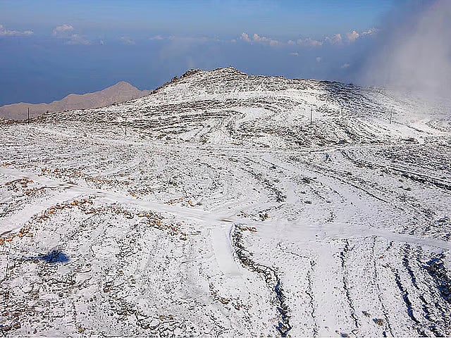 Ras Al Khaimah’s Jebel Jais mountain range blanketed by snow in 2017. File photo.
