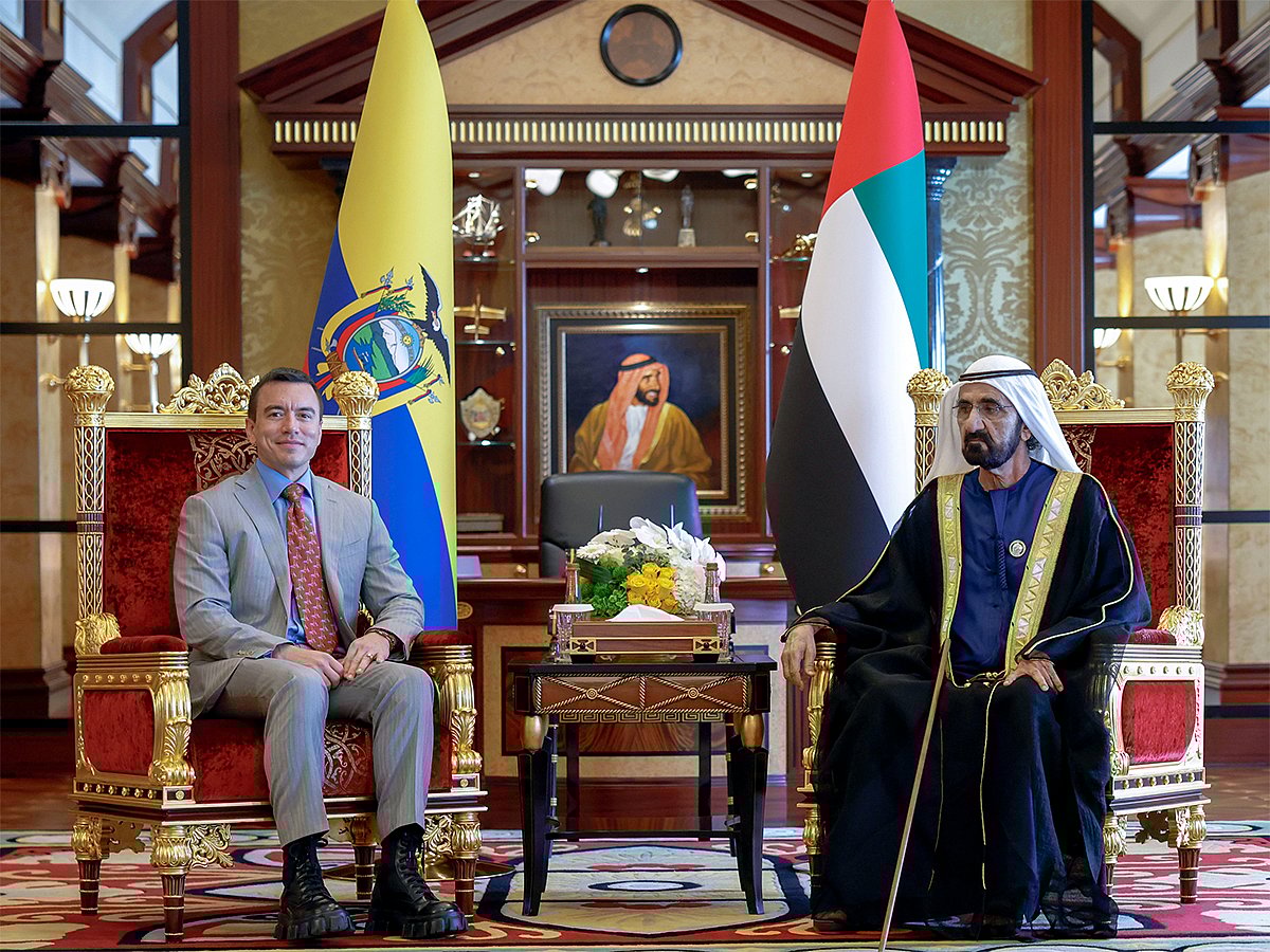 Sheikh Mohammed bin Rashid Al Maktoum with Ecuador’s President Daniel Noboa at Zabeel Palace.