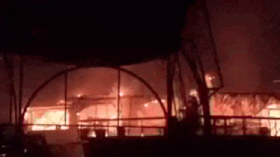 According to eyewitness accounts, flames suddenly shot up behind the performance console — possibly triggered by firecrackers set off during the dance.