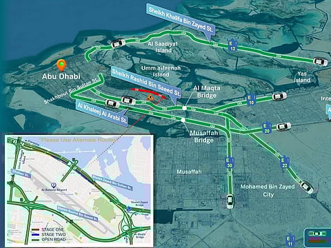 Road maintenance work Sheikh Zayed Bin Sultan Street in Abu Dhabi.