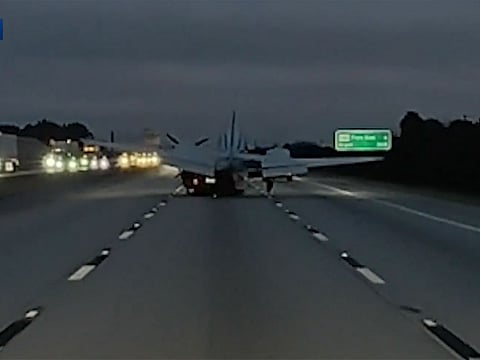 Plane makes emergency landing on Florida’s I-95 and crashes into car