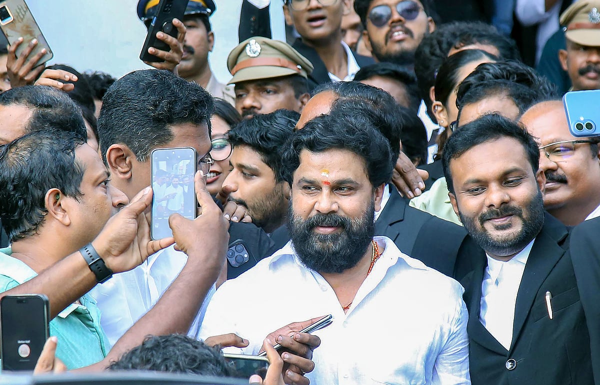 Malayalam actor Dileep leaves the Ernakulam district court following his acquittal in the 2017 sexual assault case involving a south Indian actress, in Kochi, Kerala, 