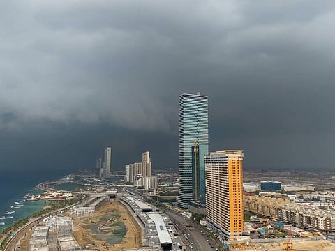 Rain falls in Jeddah.