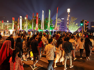 Huge crowd arrive to watch Eid Al Etihad fireworks at A Seef in Dubai.