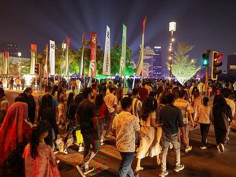 Huge crowd arrive to watch Eid Al Etihad fireworks at A Seef in Dubai.