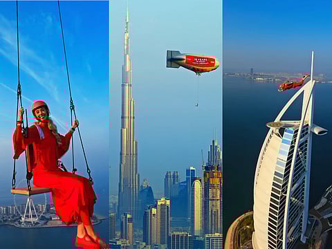 A combo of screengrabs from the breathtaking video of the aerial stunt shared by Sheikh Hamdan. 