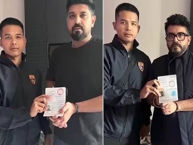 Saurabh and Gaurav Luthra with their hands tied after they were arrested in Thailand.