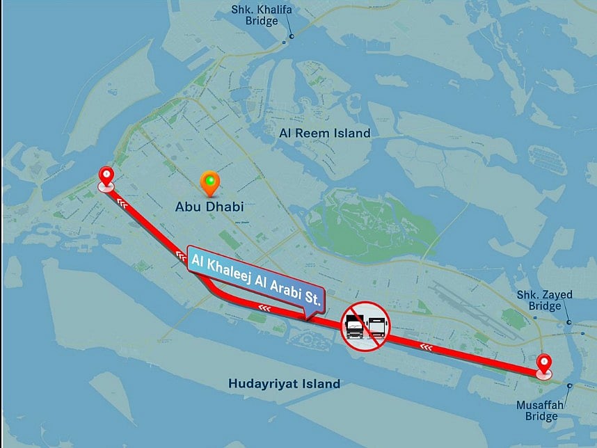 Abu Dhabi Mobility announces early-morning restriction to manage traffic flow.