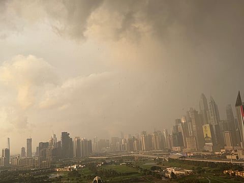 A view of the Dubai skyline from an apartment in The Views that looks wonderfully dystopian after the sudden rain on December 14. 