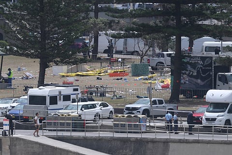 A view of the scene at the Bondi Pavillion in the aftermath of the Bondi Beach shootings in Sydney on December 15, 2025.