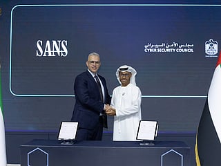 From left: Ned Baltagi, Managing Director, Middle East, Turkey and Africa at SANS Institute with Dr Mohammed Alkuwaiti, Head of the UAE Cyber Security Council