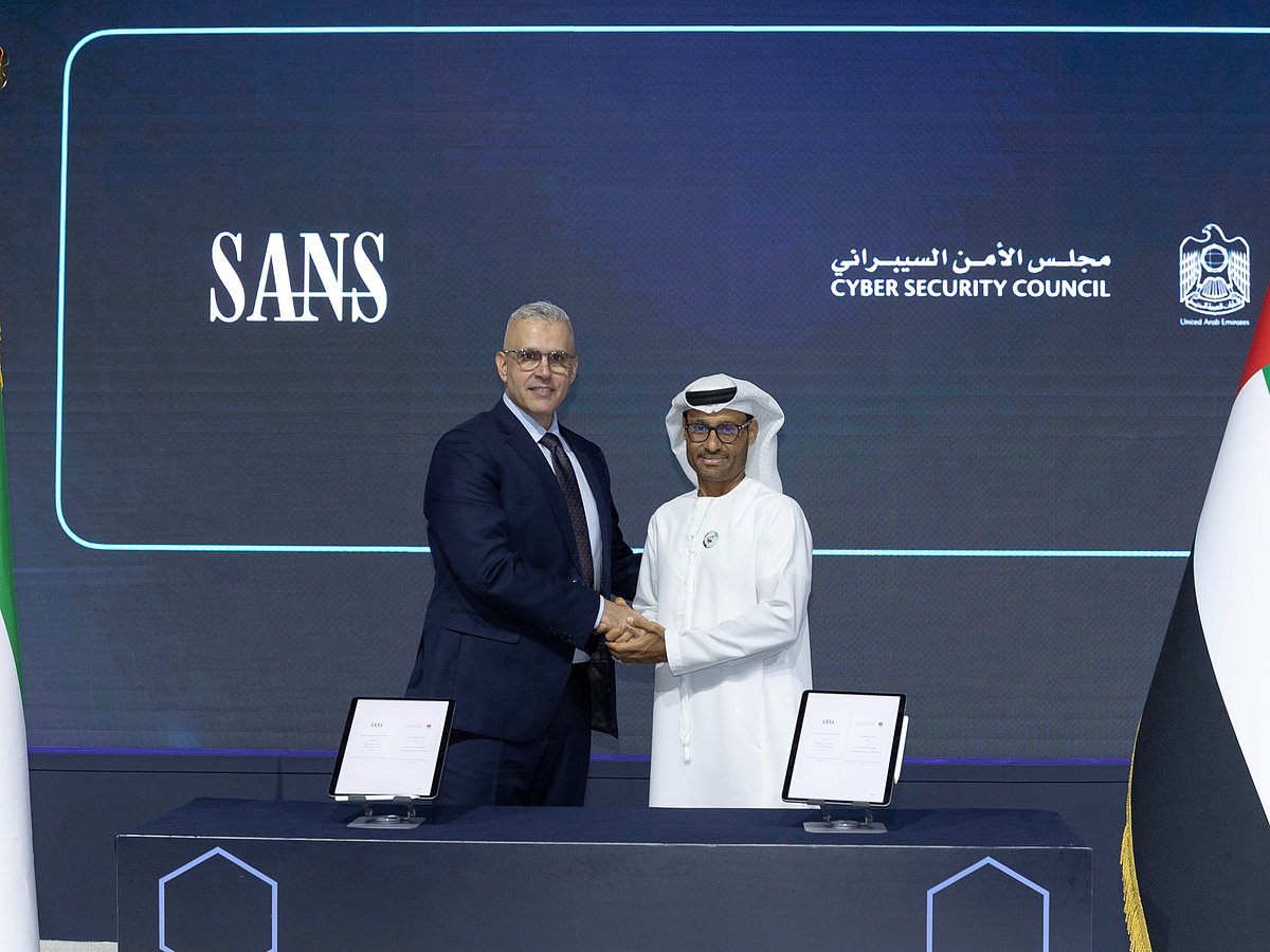 From left: Ned Baltagi, Managing Director, Middle East, Turkey and Africa at SANS Institute with Dr Mohammed Alkuwaiti, Head of the UAE Cyber Security Council