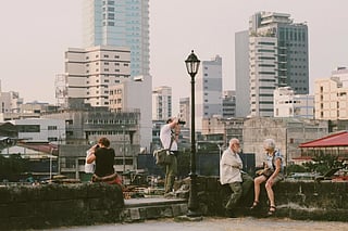 Elderly visitors in Manila.