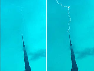 Lightning strikes Burj Khalifa