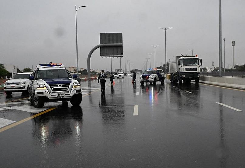 Heavy rain has led Abu Dhabi Police to step up traffic patrols, monitor waterlogged streets, and ensure safe travel
