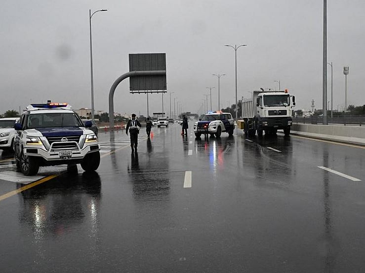 Heavy rain has led Abu Dhabi Police to step up traffic patrols, monitor waterlogged streets, and ensure safe travel