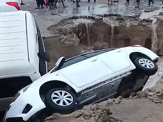 Look: Cars sink into ground in Dubai after heavy rains