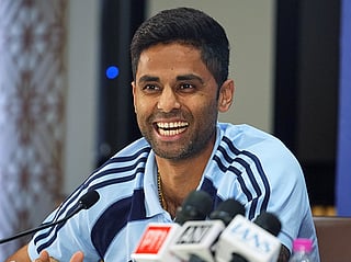 Indian Mens T20 Captain Suryakumar Yadav smiles during a press conference for India's squad announcement for the ICC Men's T20 World Cup 2026 at BCCI headquarter in Mumbai, on Saturday, December 20, 2025. 