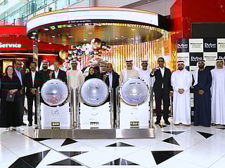 Dubai Duty Free officials announce the latest Finest Surprise draw winners.
