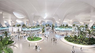 An artist’s impression of the under-development $35 billion passenger terminal at Dubai World Central (DWC). 