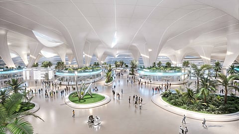 An artist’s impression of the under-development $35 billion passenger terminal at Dubai World Central (DWC). 