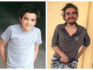 Tylor Chase as a child star (left) and his current state