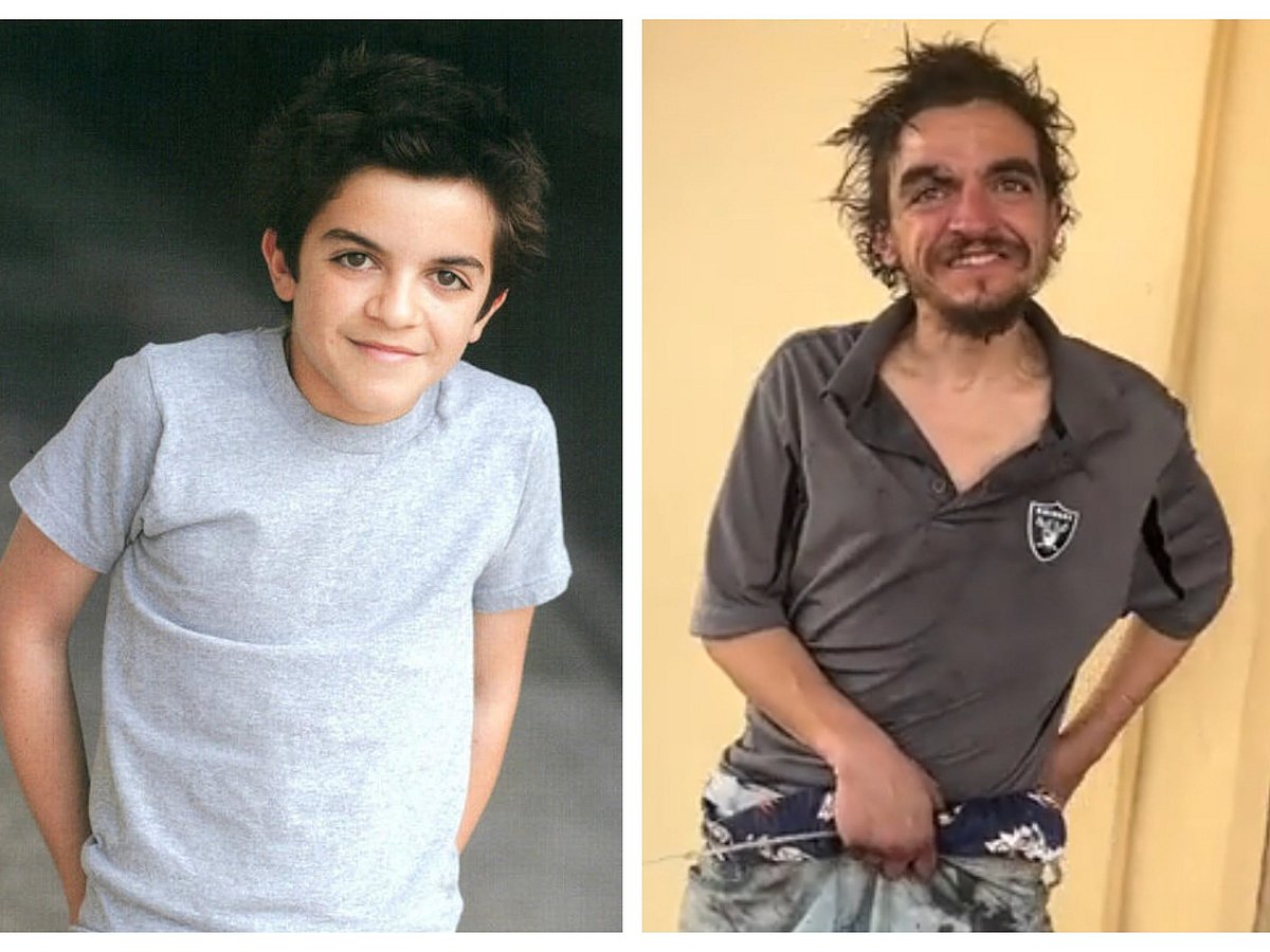 Tylor Chase as a child star (left) and his current state