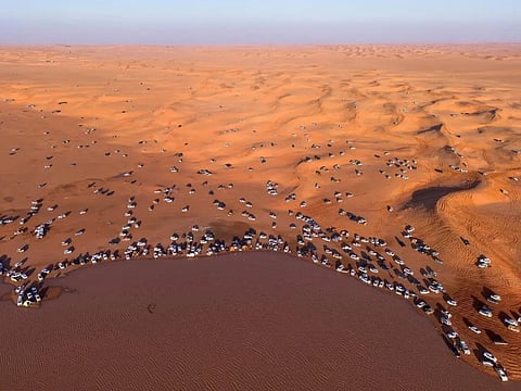 Heavy rains turn Muhanna’s Garden into scenic lake