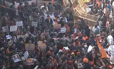 Protests erupt outside Bangladesh High Commission in Delhi over the lynching of a man in Dhaka.