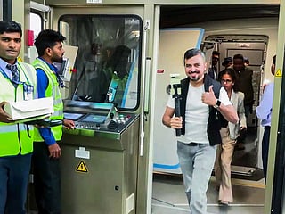 First passengers are welcomed as airside operations commence at Navi Mumbai International Airport in Navi Mumbai on Thursday, December 25, 2025. 