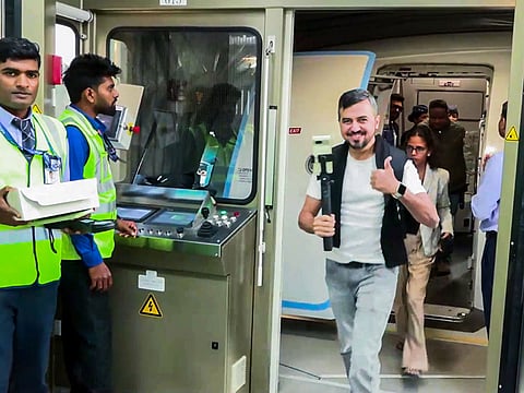 First passengers are welcomed as airside operations commence at Navi Mumbai International Airport in Navi Mumbai on Thursday, December 25, 2025. 