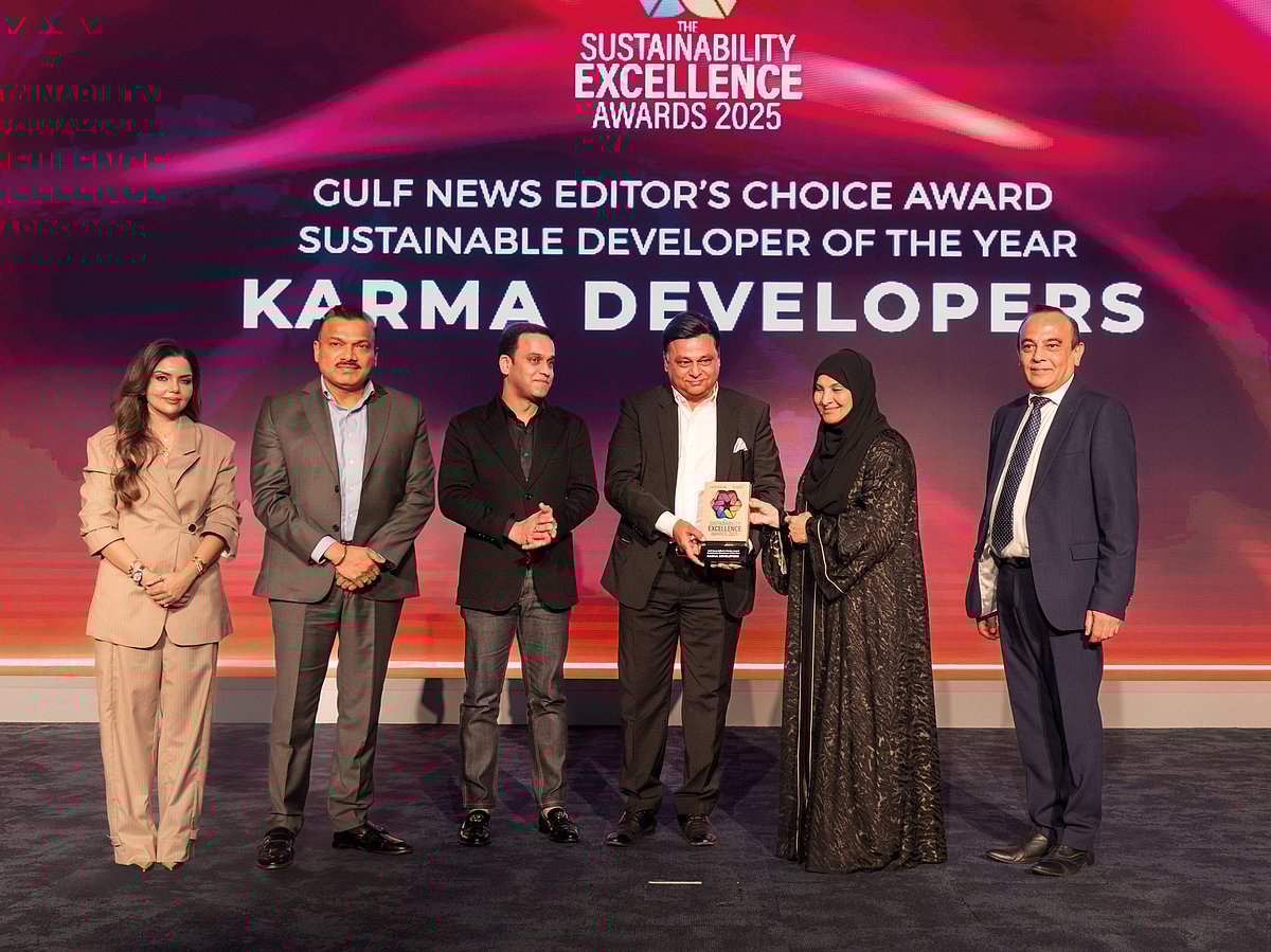 The Karma team after winning the Gulf News Editor’s Choice Award as the Best Sustainable Developer of the Year