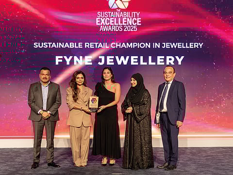 Yara Nehme, Head of Sales, Fyne Jewellery with with Aparna Bajpai of BeingShe, Captain Pradeep Singh of Karma Developers, Dr. Habiba Al Marashi and Vijay Vaghela of Gulf News