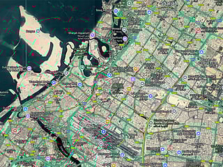 Real-time Google Maps data showed heavy traffic on Sharjah-Dubai routes.